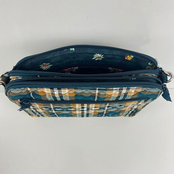New Vera Bradley Triple Compartment Crossbody Handbag Orchard Plaid NWT - Picture 4 of 6